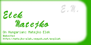 elek matejko business card